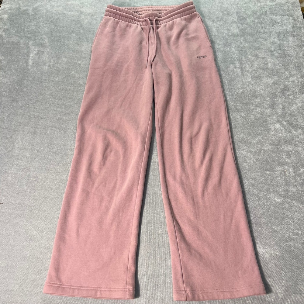 Aritzia Womens Sweatfleece Cozy‎ Fleece Pants Small Pink Boyfriend Fit Wide Leg